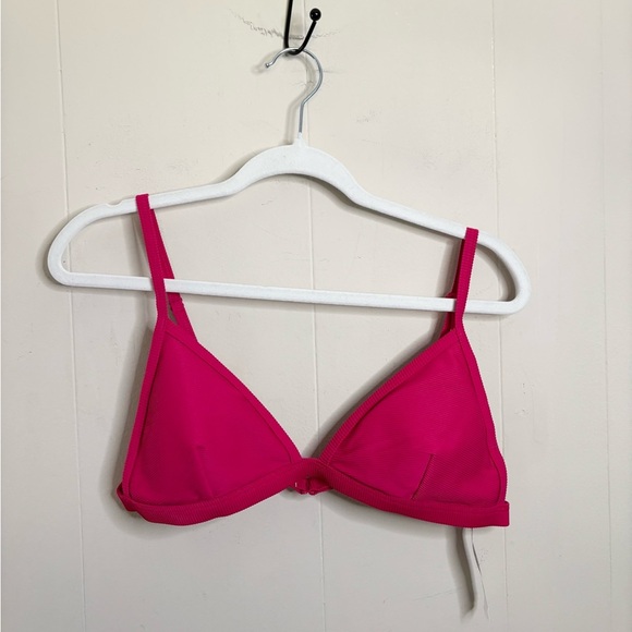 J Crew pink ribbed triangle bikini top size L new - Picture 3 of 8